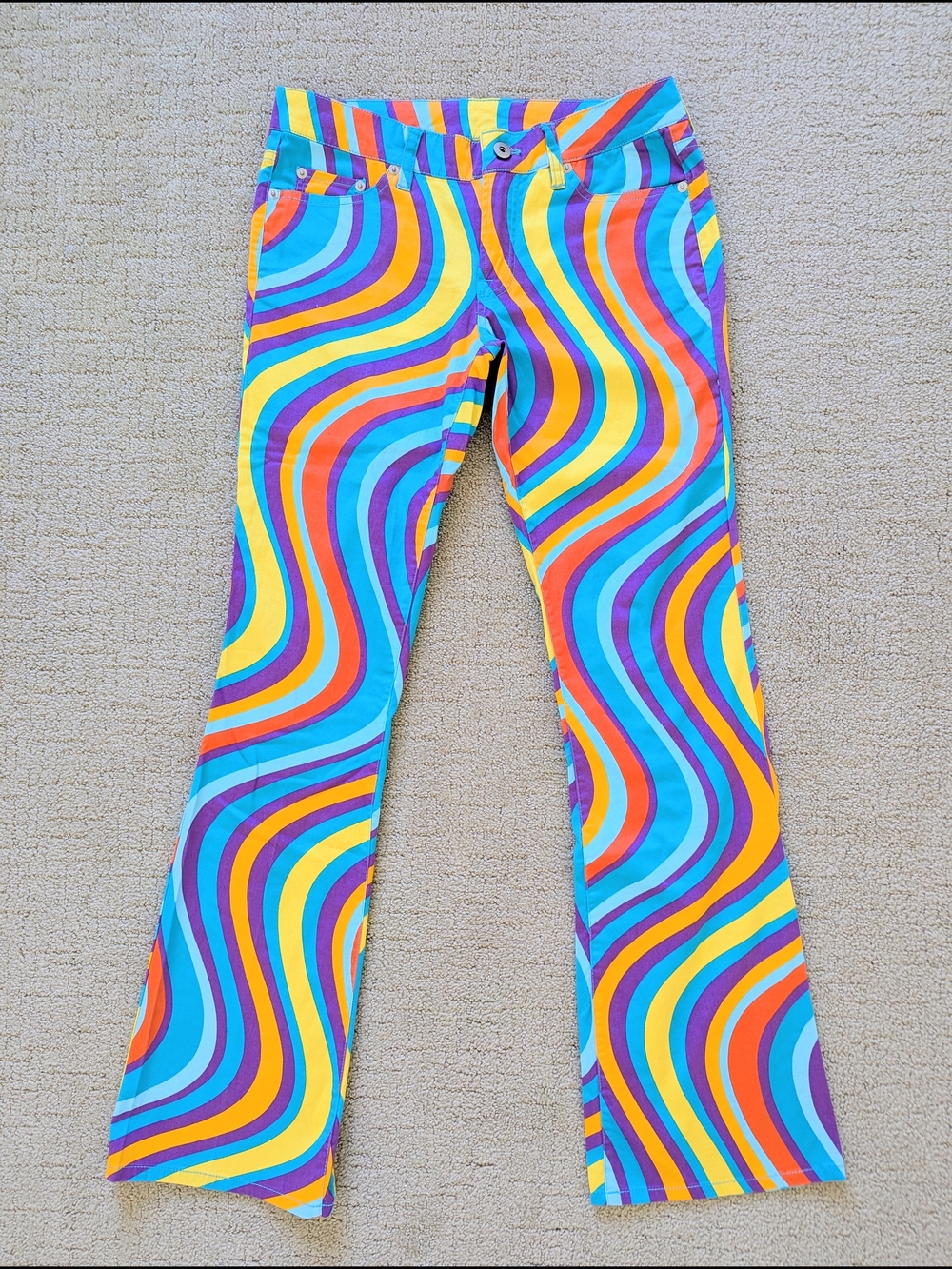 Loudmouth Golf Pants Women 4 Multicolor Psychedelic Swirl Print Novelty Stretch
